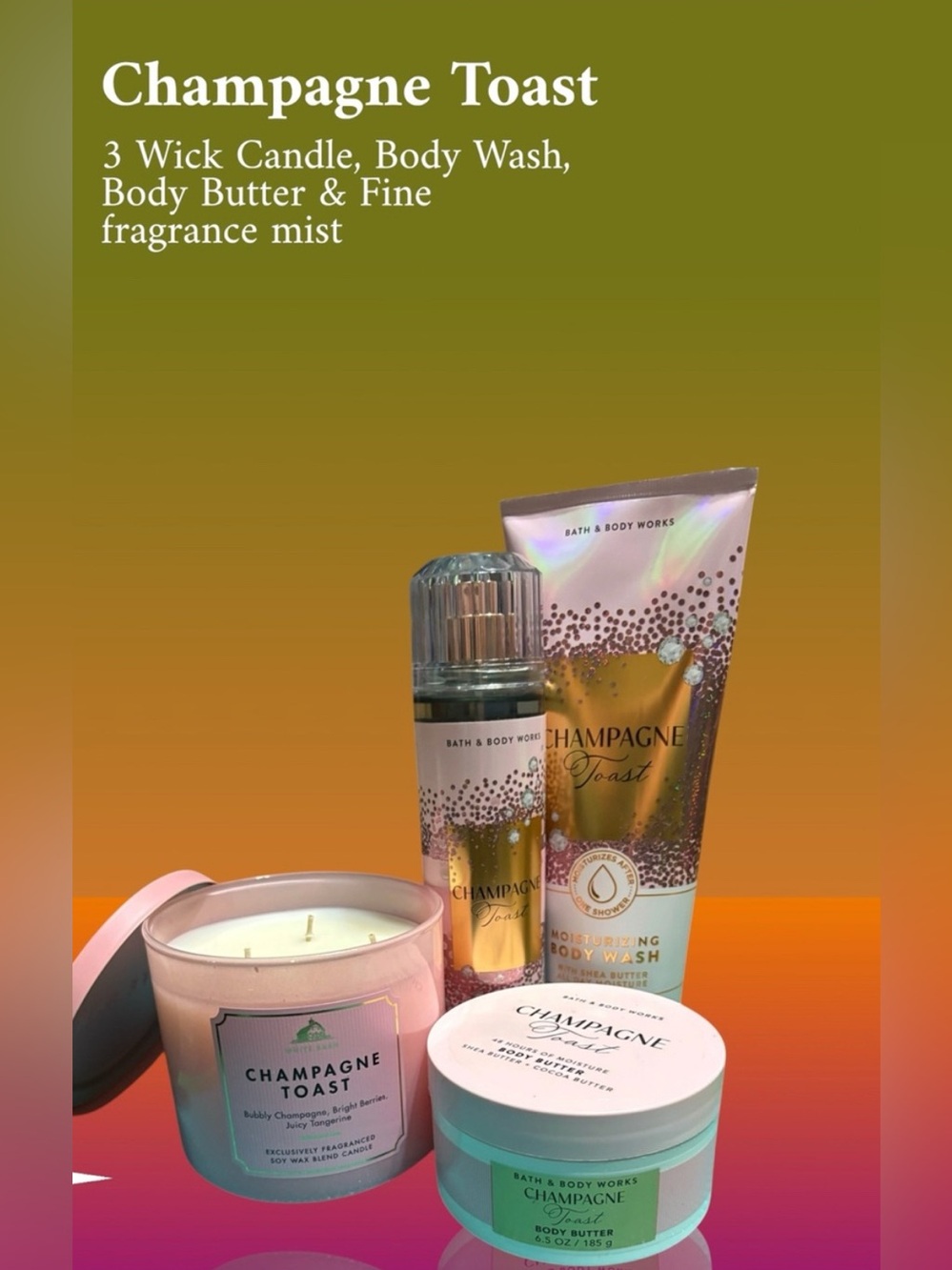 Bath & Body Works Champagne Toast Set — Gold and Pink